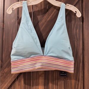 Sky Blue Bikini Top with Multicolor Band
